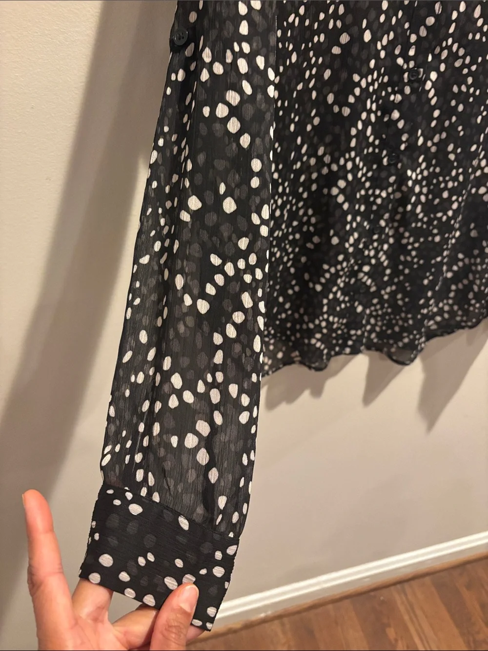 Kut from the Kloth Black and White Dot Print Button-Front Blouse - Picture 3 of 5